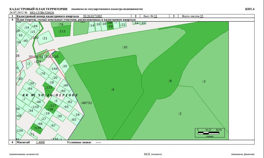 Кадастровый план участка в Протвино